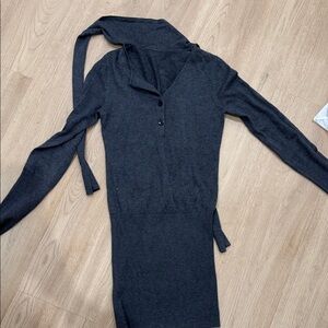 Chic Charcoal Knit Midi Dress